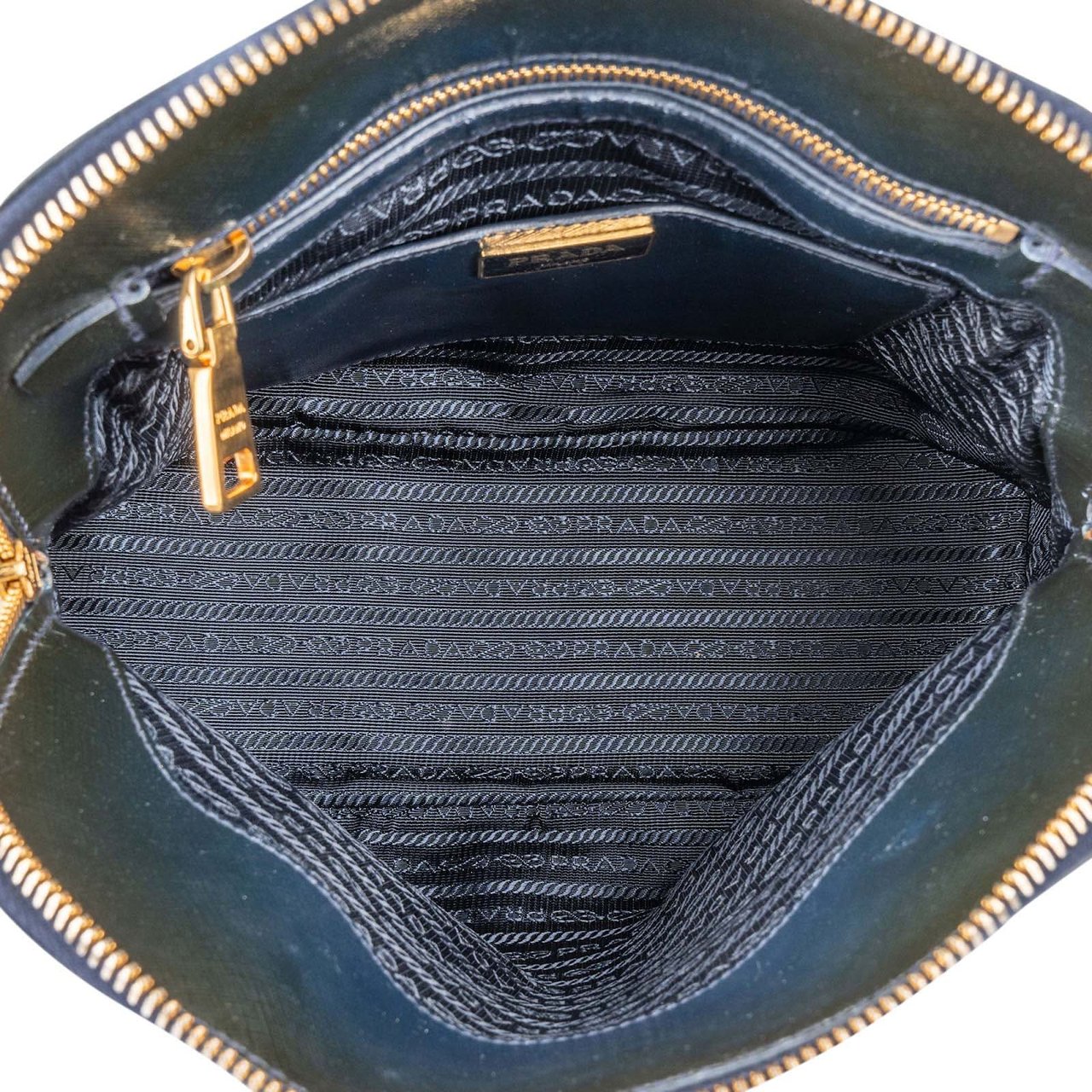 Prada Prada Patent Saffiano Vernice Leather Promenade Handbag Zwart