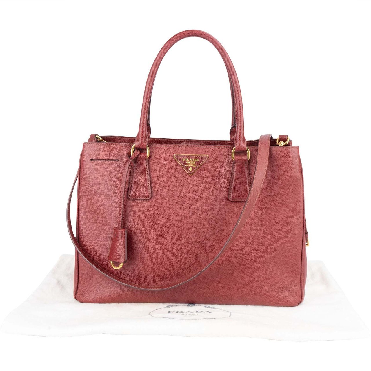 Prada Prada Saffiano Leather Lux Galleria Handbag Rood