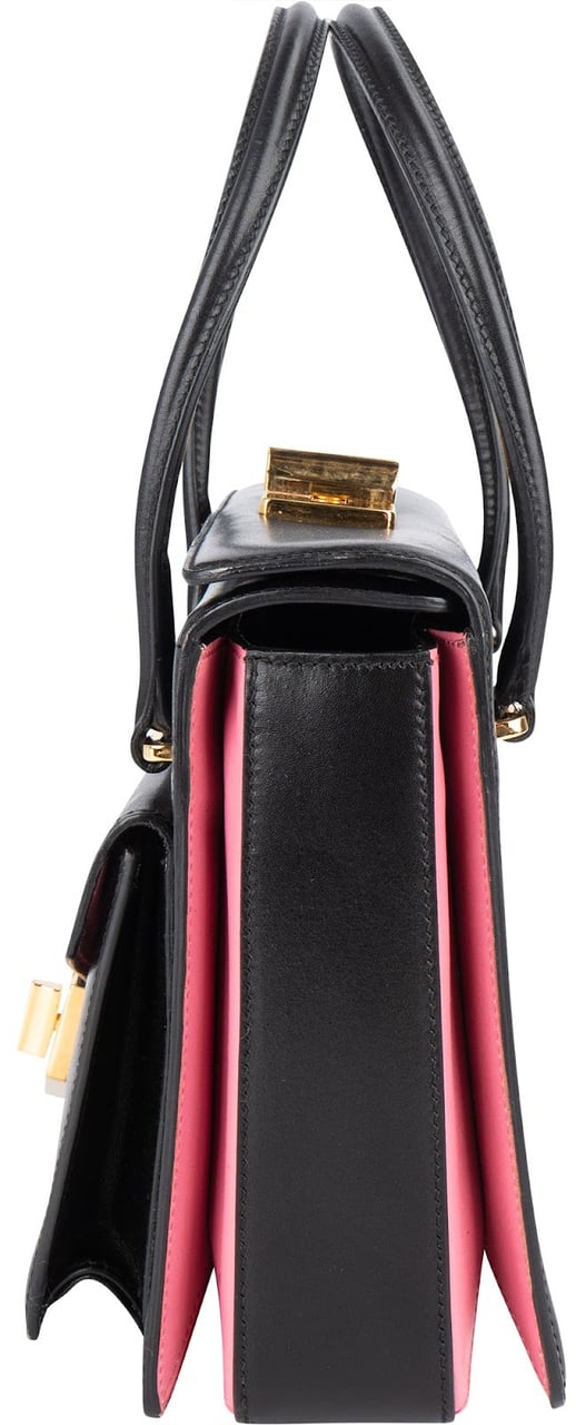 Prada Calfskin Leather Double Turnlock Handbag Zwart