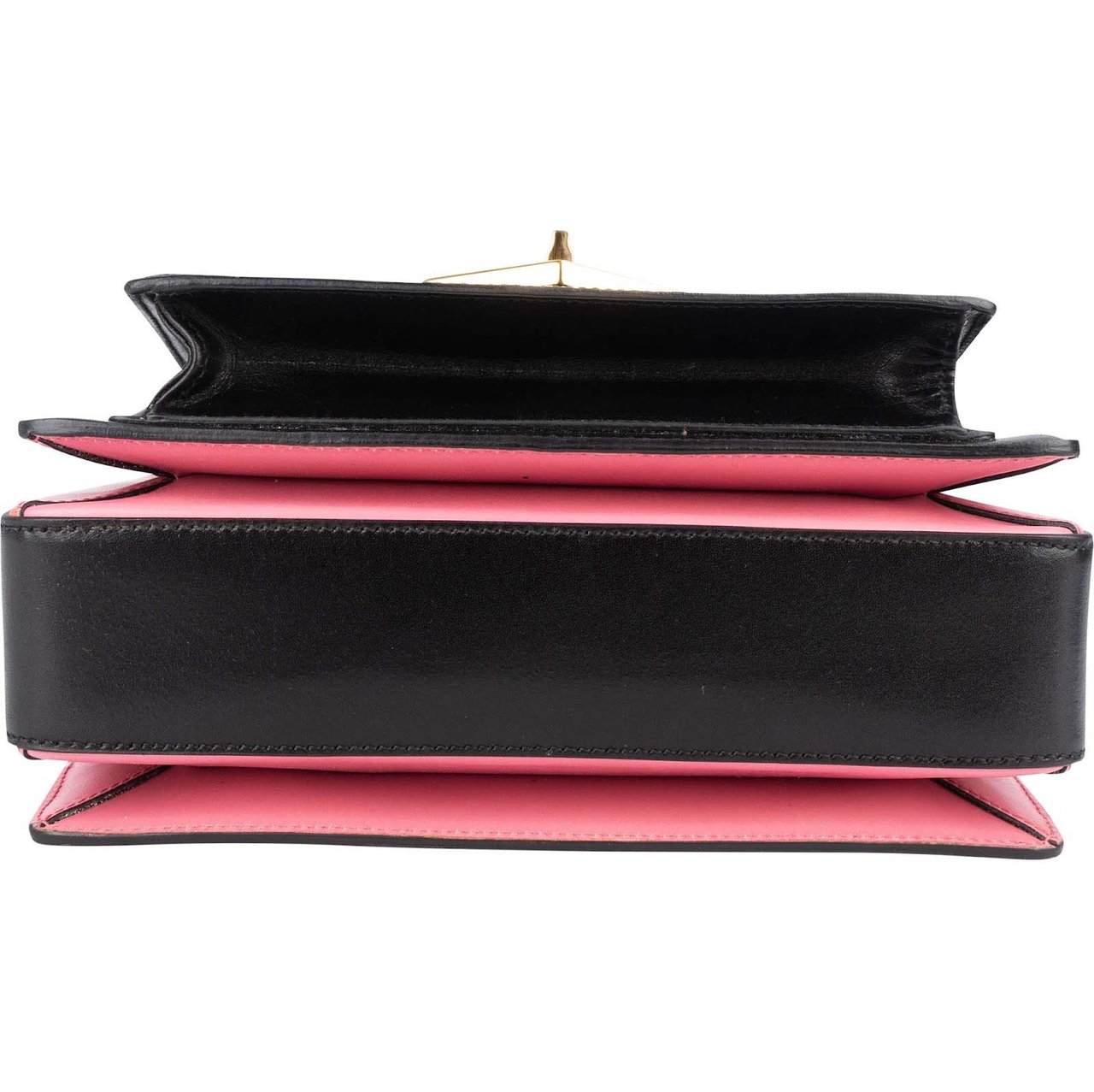 Prada Prada Calfskin Leather Double Turnlock Handbag Zwart