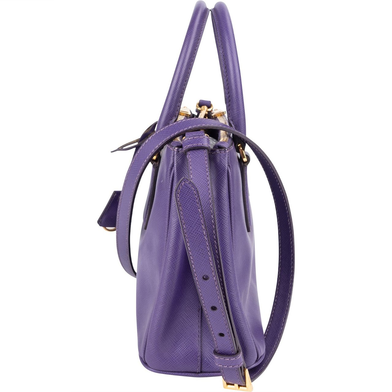 Prada Purple Saffiano Leather Galleria Handbag Paars