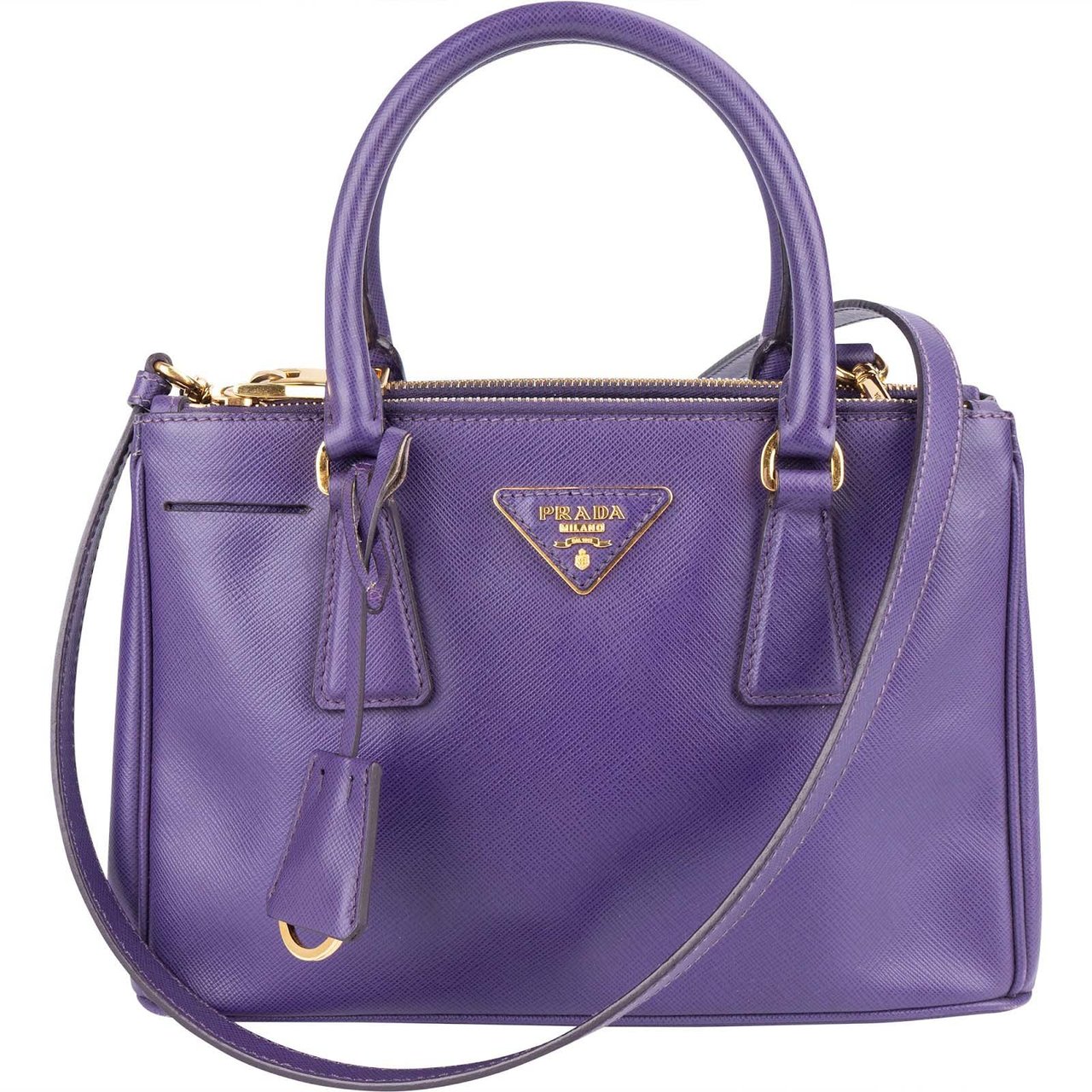 Prada Prada Purple Saffiano Leather Galleria Handbag Paars