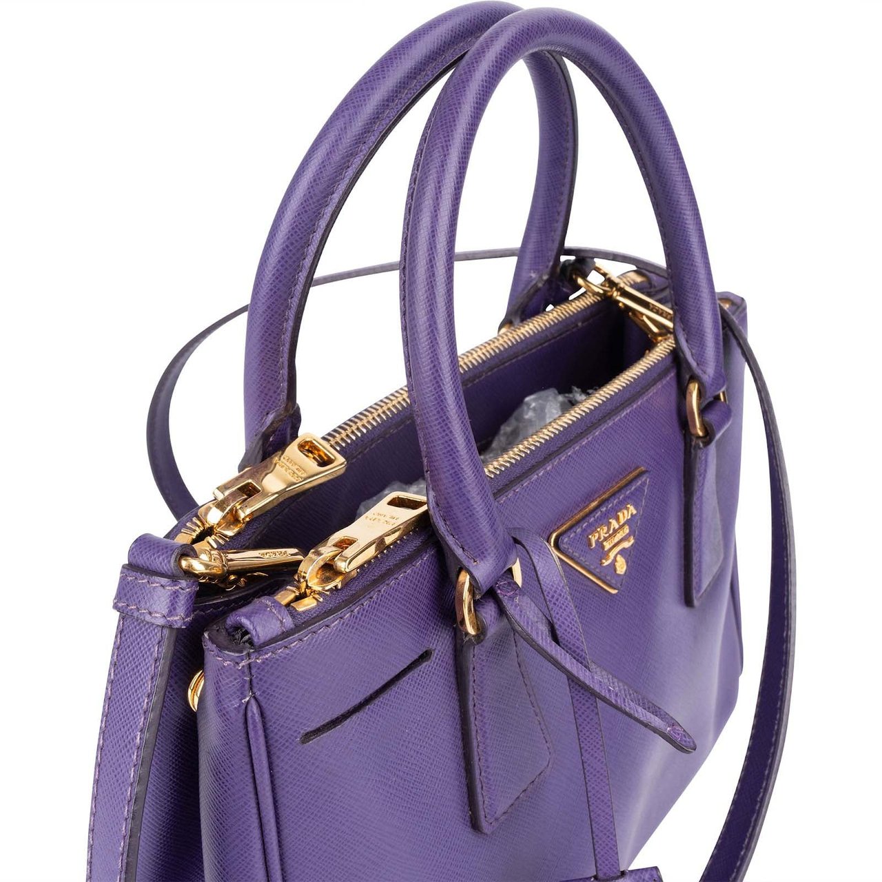 Prada Prada Purple Saffiano Leather Galleria Handbag Paars