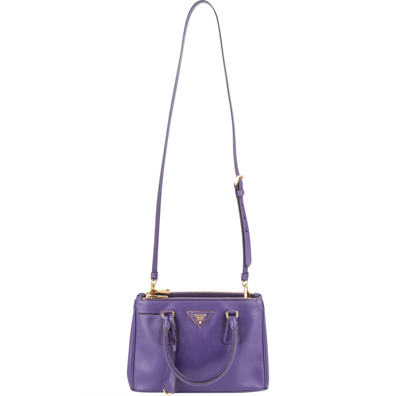Prada Purple Saffiano Leather Galleria Handbag Paars