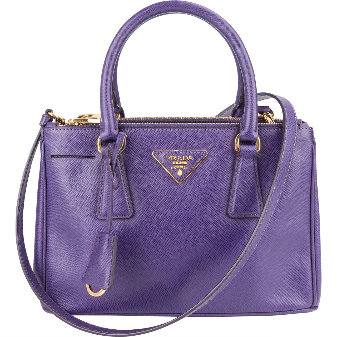 Prada Purple Saffiano Leather Galleria Handbag Paars