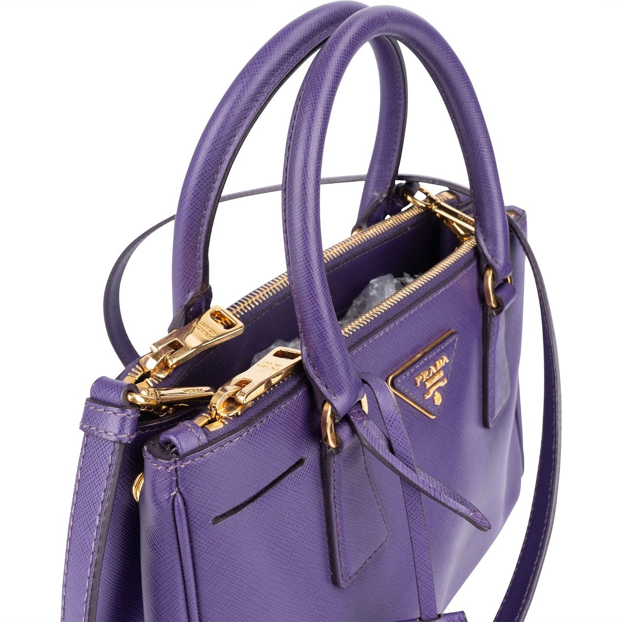 Prada Purple Saffiano Leather Galleria Handbag Paars