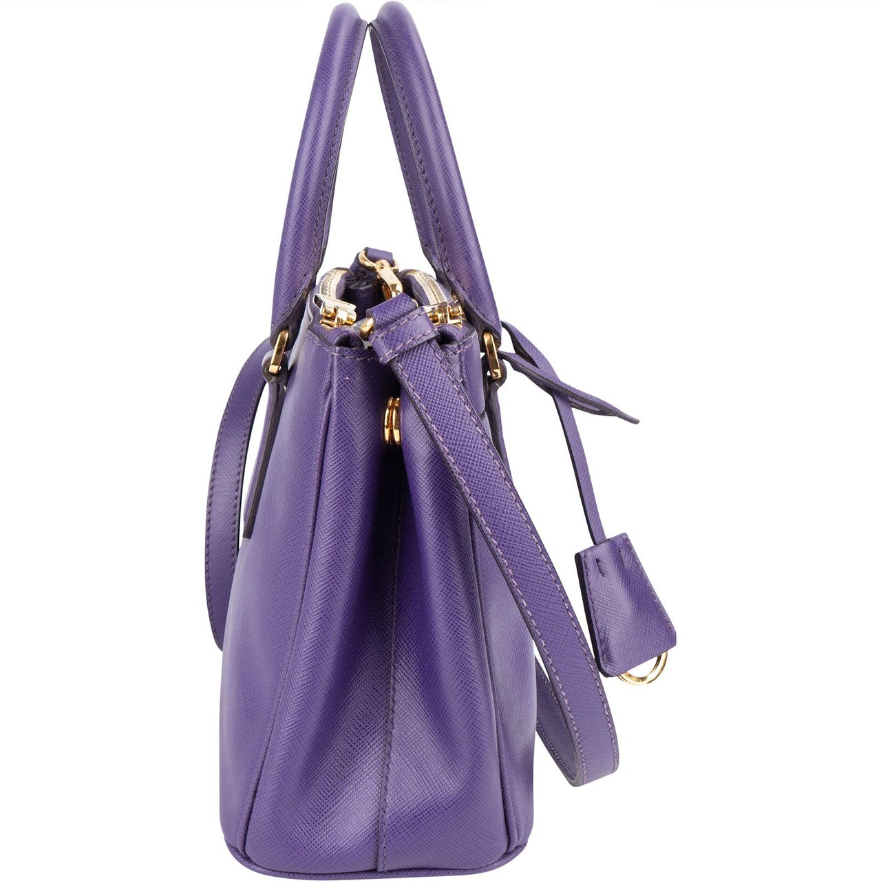 Prada Purple Saffiano Leather Galleria Handbag Paars