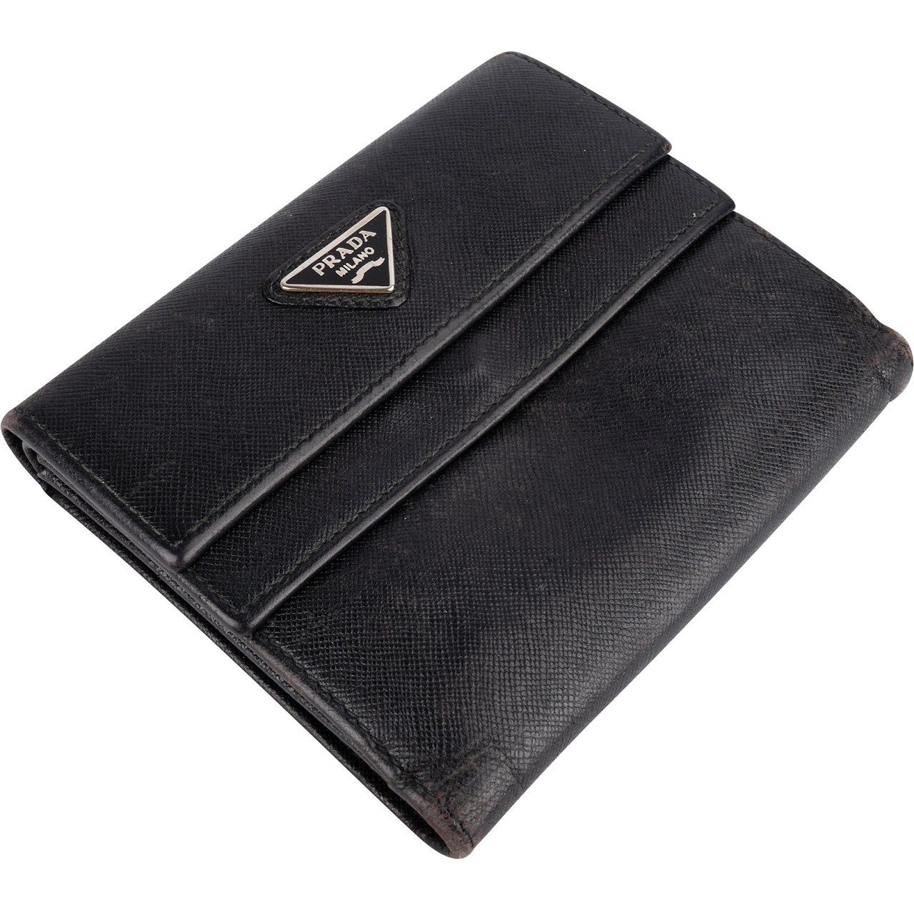 Prada Prada Black Saffiano Leather Wallet Zwart