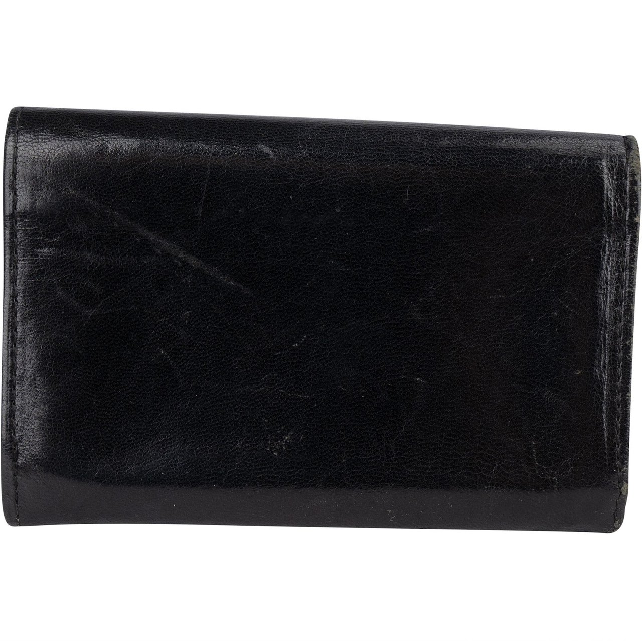 Prada Prada Black Leather Triangle Mini Wallet Zwart