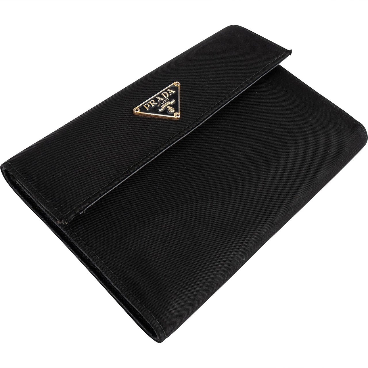 Prada Prada Black Nylon Triangle Wallet Zwart