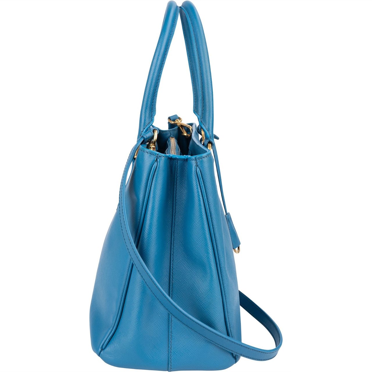 Prada Blue Saffiano Leather Galleria Handbag Blauw