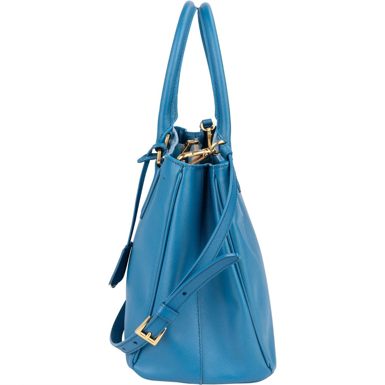Prada Blue Saffiano Leather Galleria Handbag Blauw