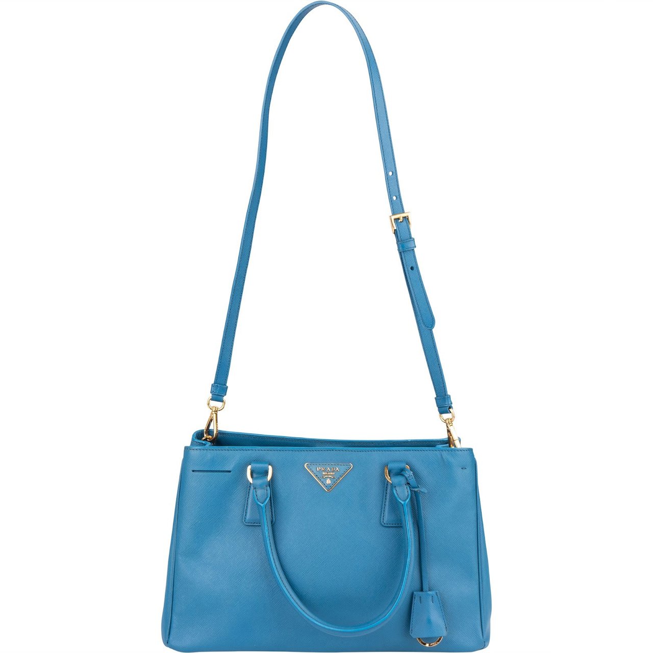 Prada Blue Saffiano Leather Galleria Handbag Blauw