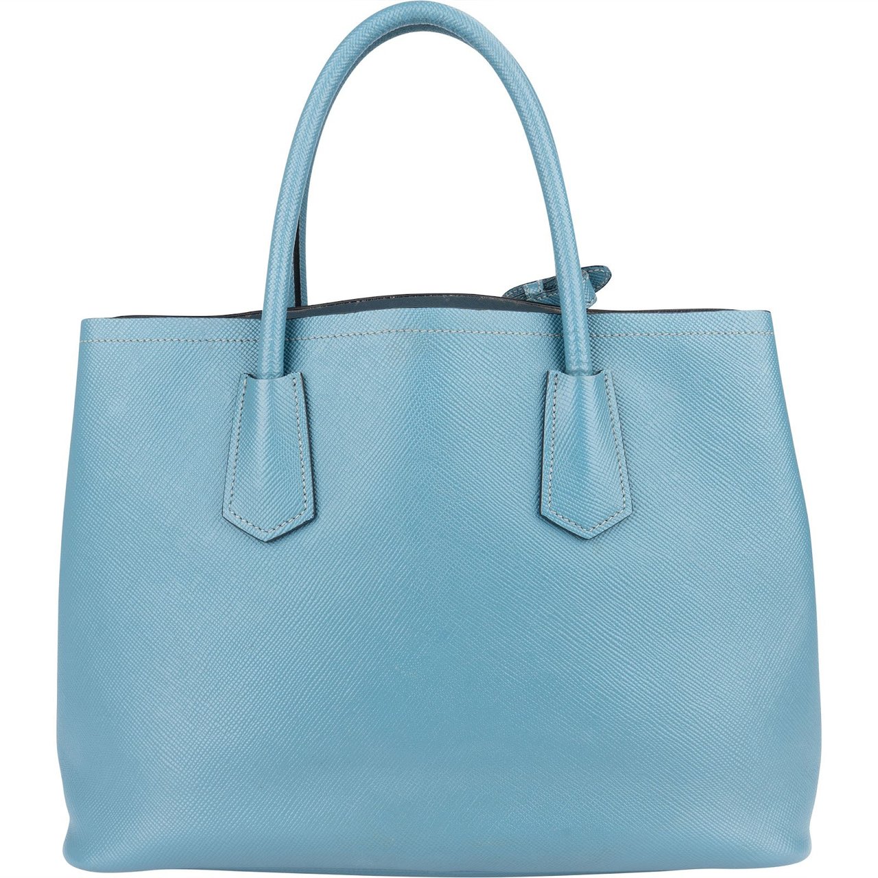 Prada Prada Blue Saffiano Leather Double Handbag Blauw
