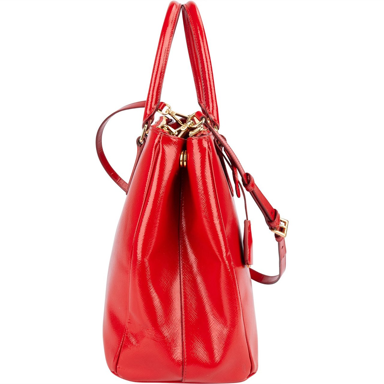 Prada Prada Saffiano Patent Leather Galleria Handbag Rood