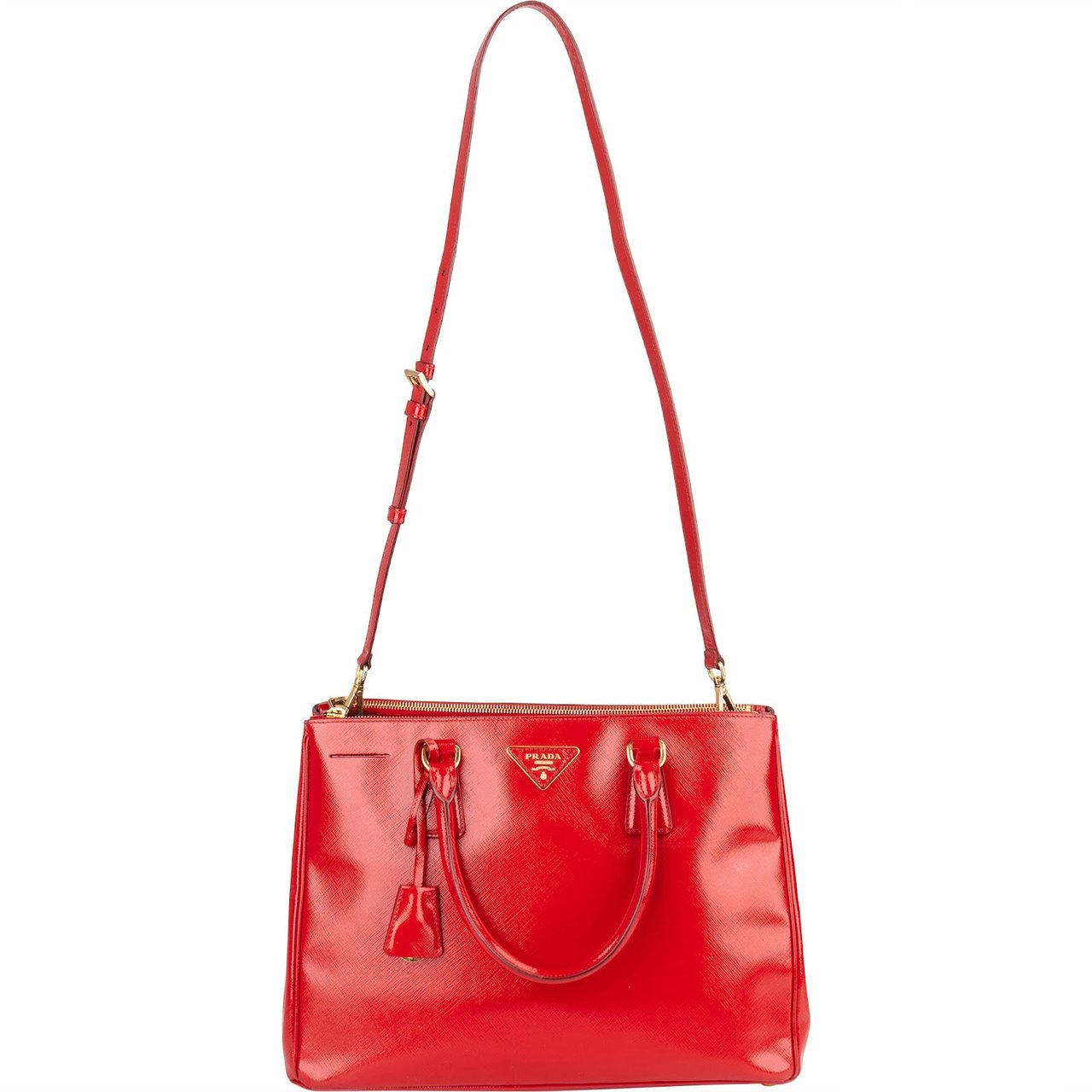 Prada Prada Saffiano Patent Leather Galleria Handbag Rood