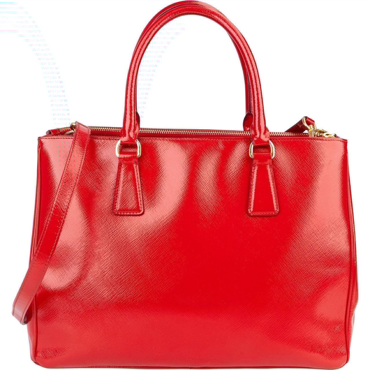 Prada Prada Saffiano Patent Leather Galleria Handbag Rood