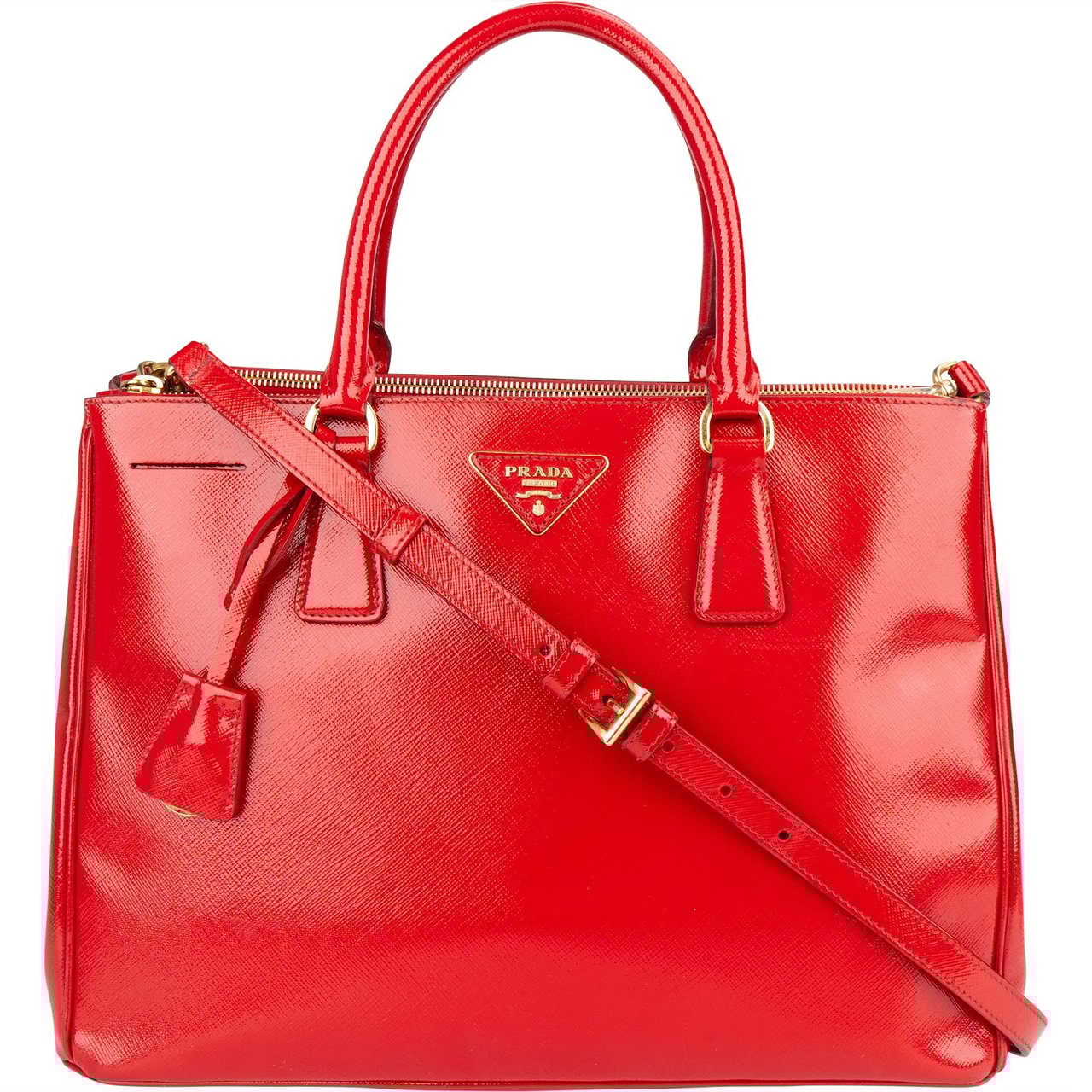 Prada Prada Saffiano Patent Leather Galleria Handbag Rood