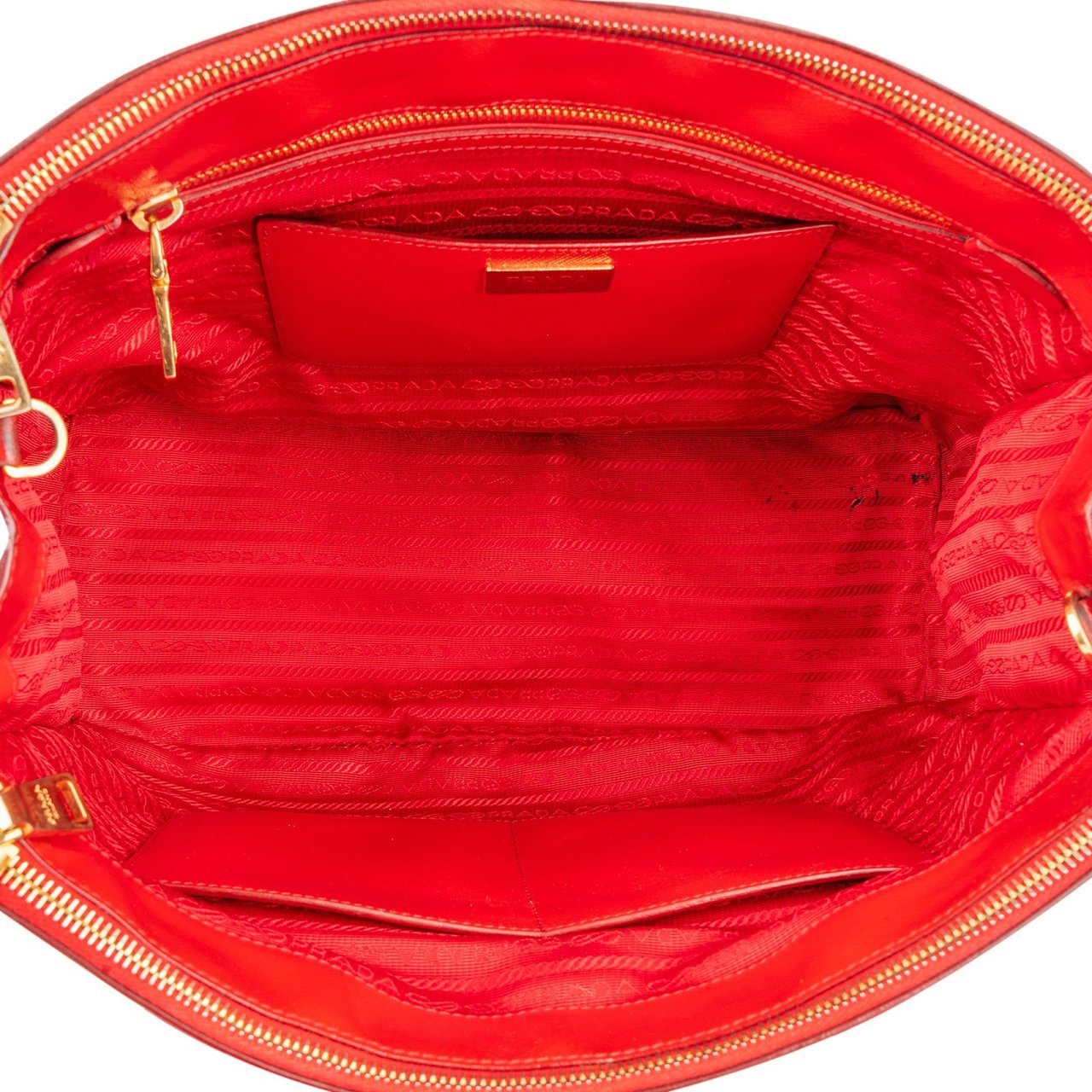 Prada Prada Saffiano Patent Leather Galleria Handbag Rood