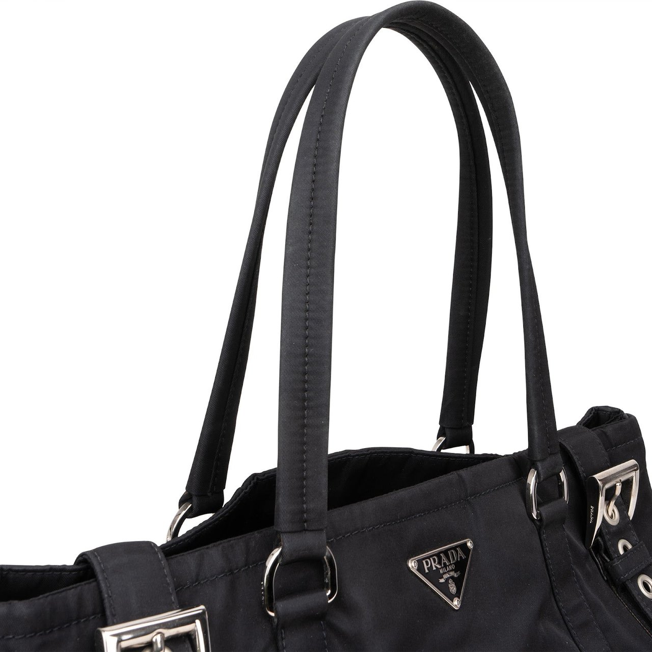 Prada Nylon Triangle Tote Handbag Zwart