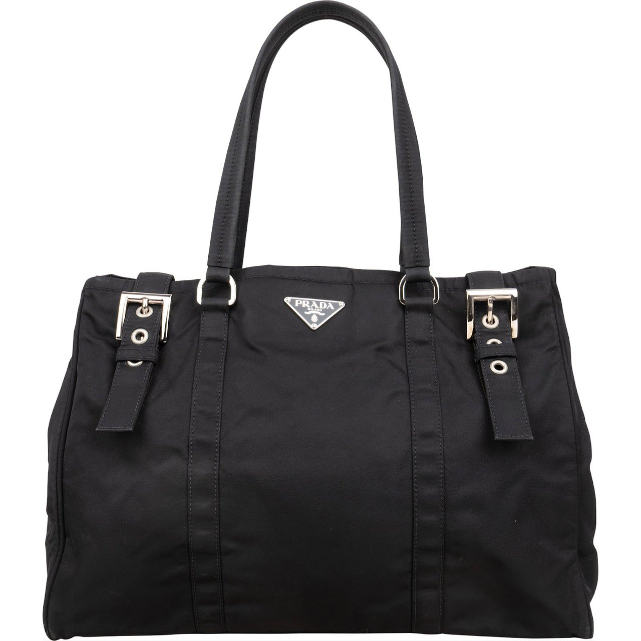 Prada Prada Nylon Triangle Tote Handbag Zwart
