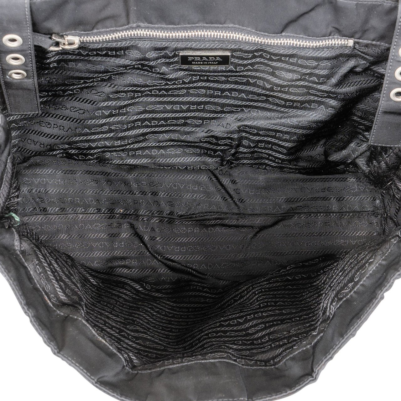 Prada Prada Nylon Triangle Tote Handbag Zwart