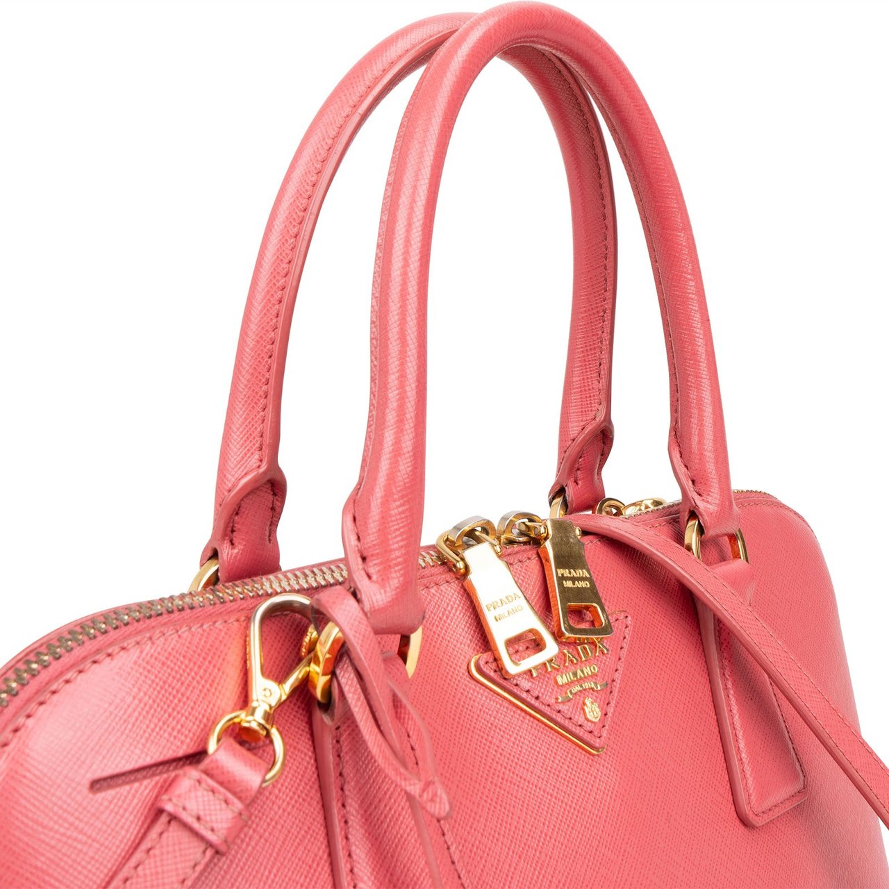 Prada Prada Saffiano Leather Promenade Handbag Rood