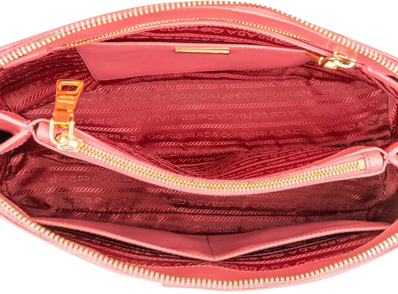 Prada Prada Saffiano Leather Promenade Handbag Rood