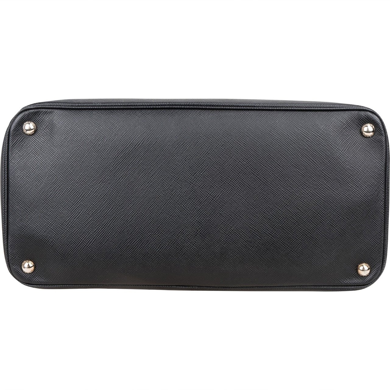 Prada Black Saffiano Leather Lux Turnlock Double Handbag Zwart