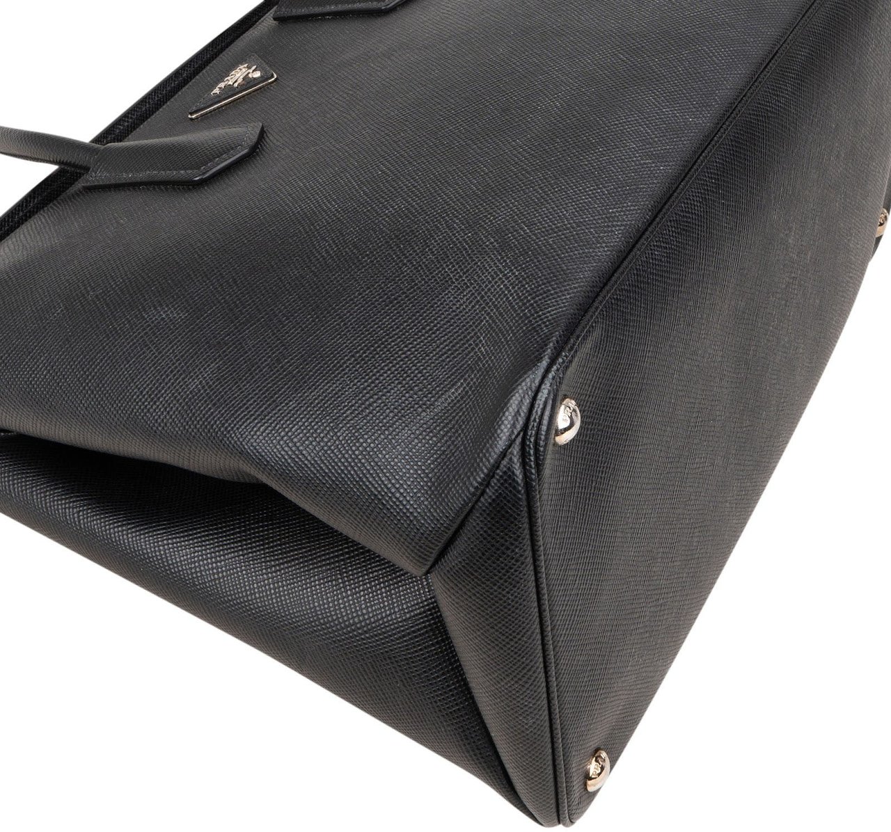 Prada Prada Black Saffiano Leather Lux Turnlock Double Handbag Zwart