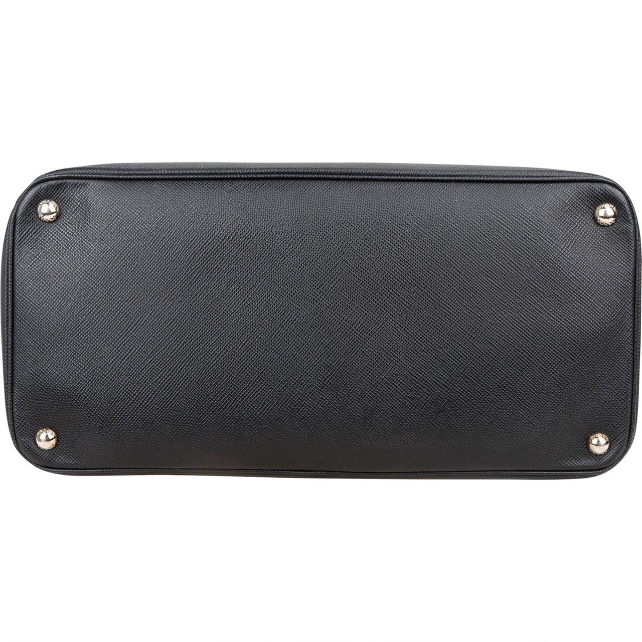 Prada Prada Black Saffiano Leather Lux Turnlock Double Handbag Zwart