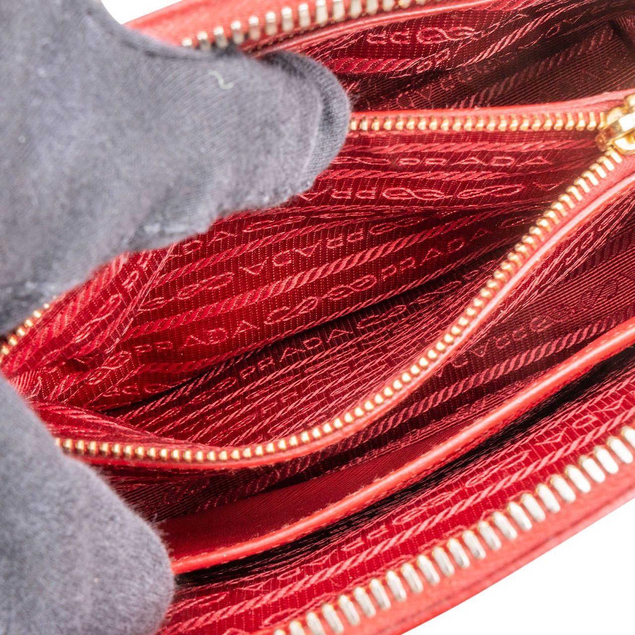 Prada Prada Red Saffiano Leather Promenade Handbag Rood