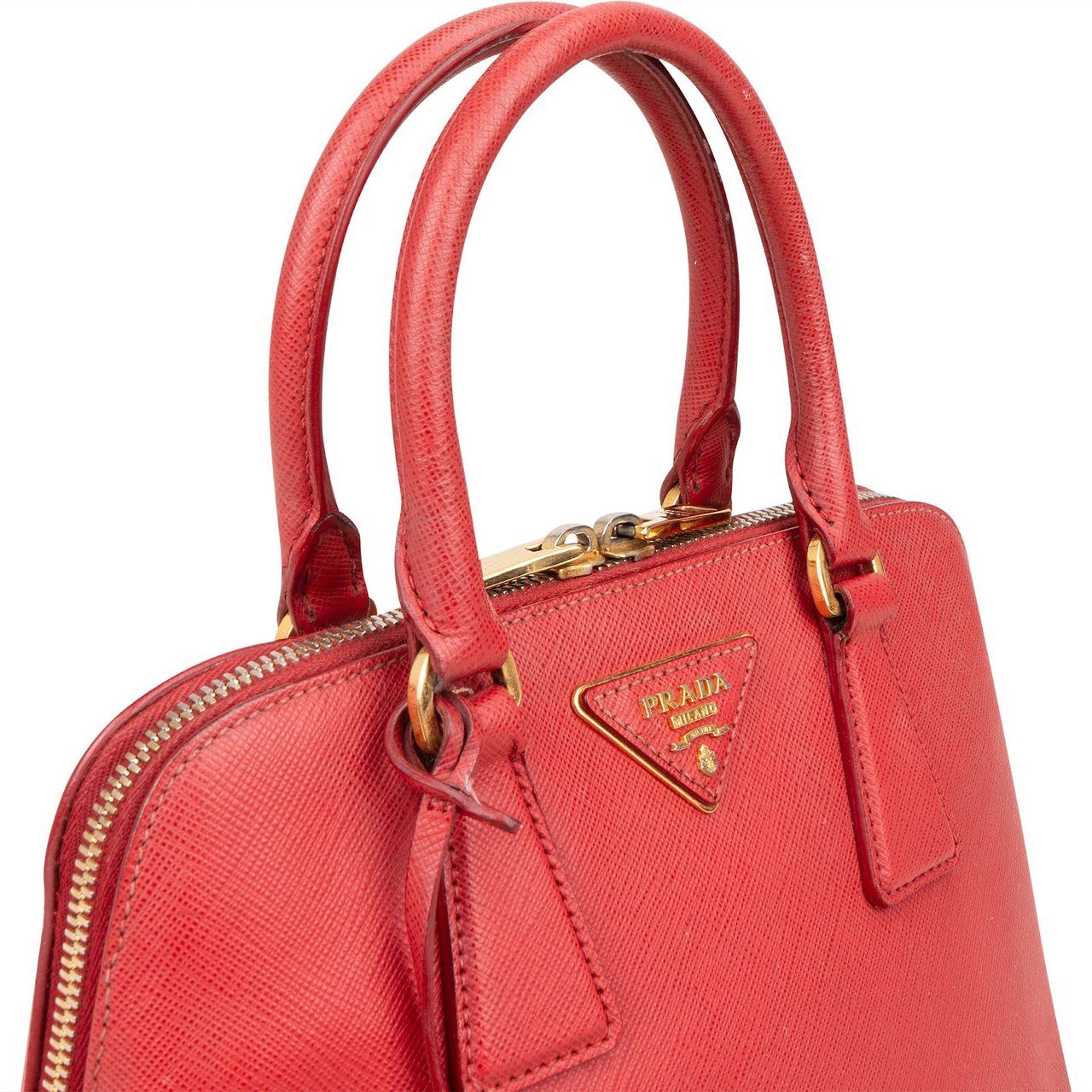 Prada Prada Red Saffiano Leather Promenade Handbag Rood
