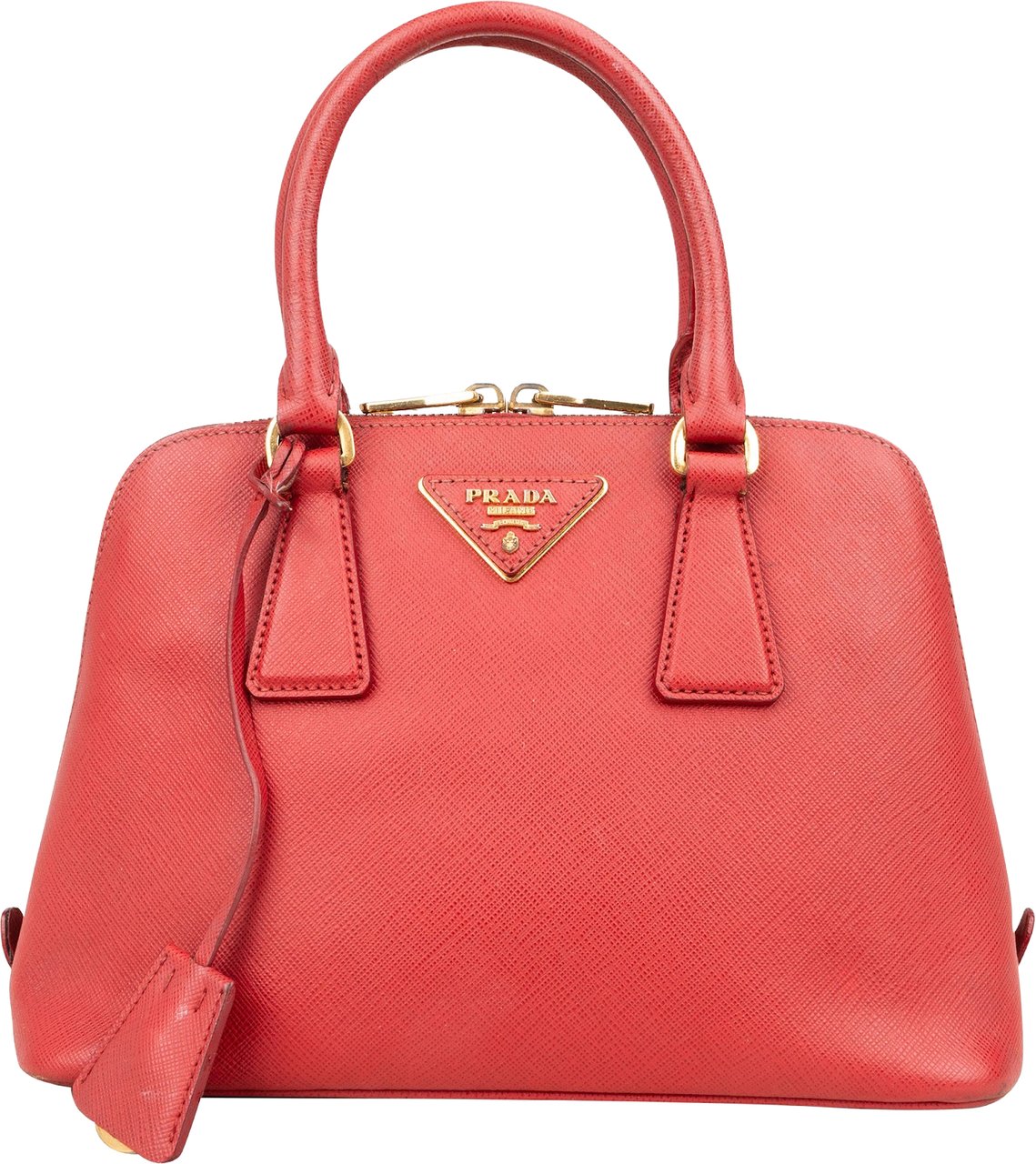 Prada Red Saffiano Leather Promenade Handbag Rood