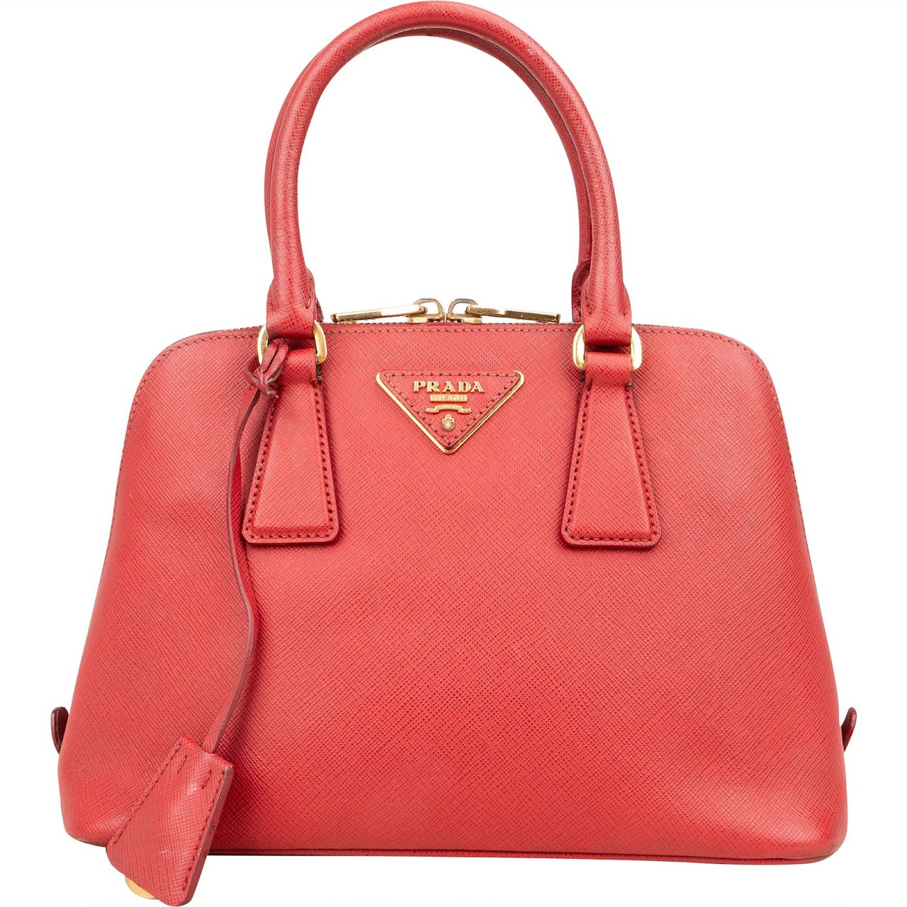 Prada Prada Red Saffiano Leather Promenade Handbag Rood