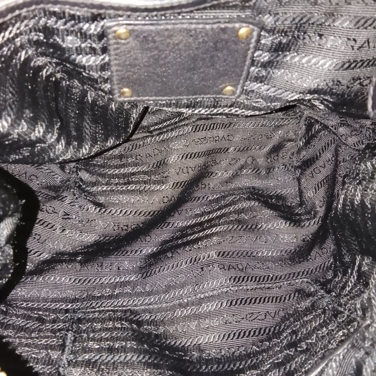 Prada Prada Nylon Gaufre Triangle Shoulder Bag Zwart