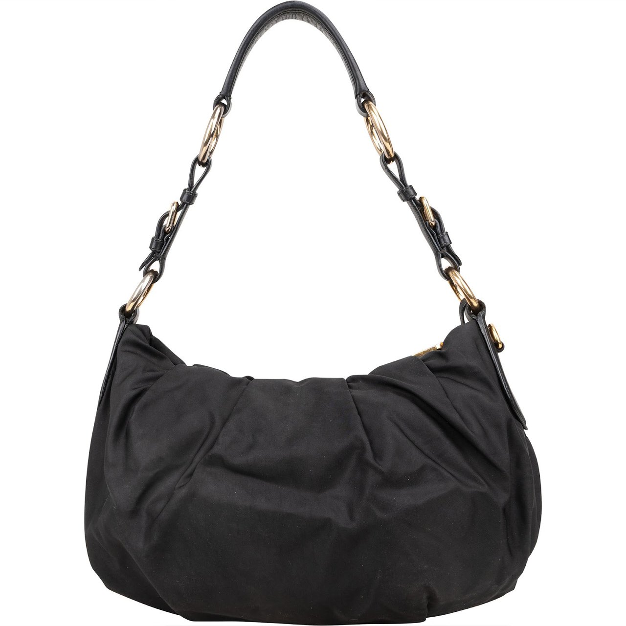 Prada Prada Nylon Gaufre Triangle Shoulder Bag Zwart