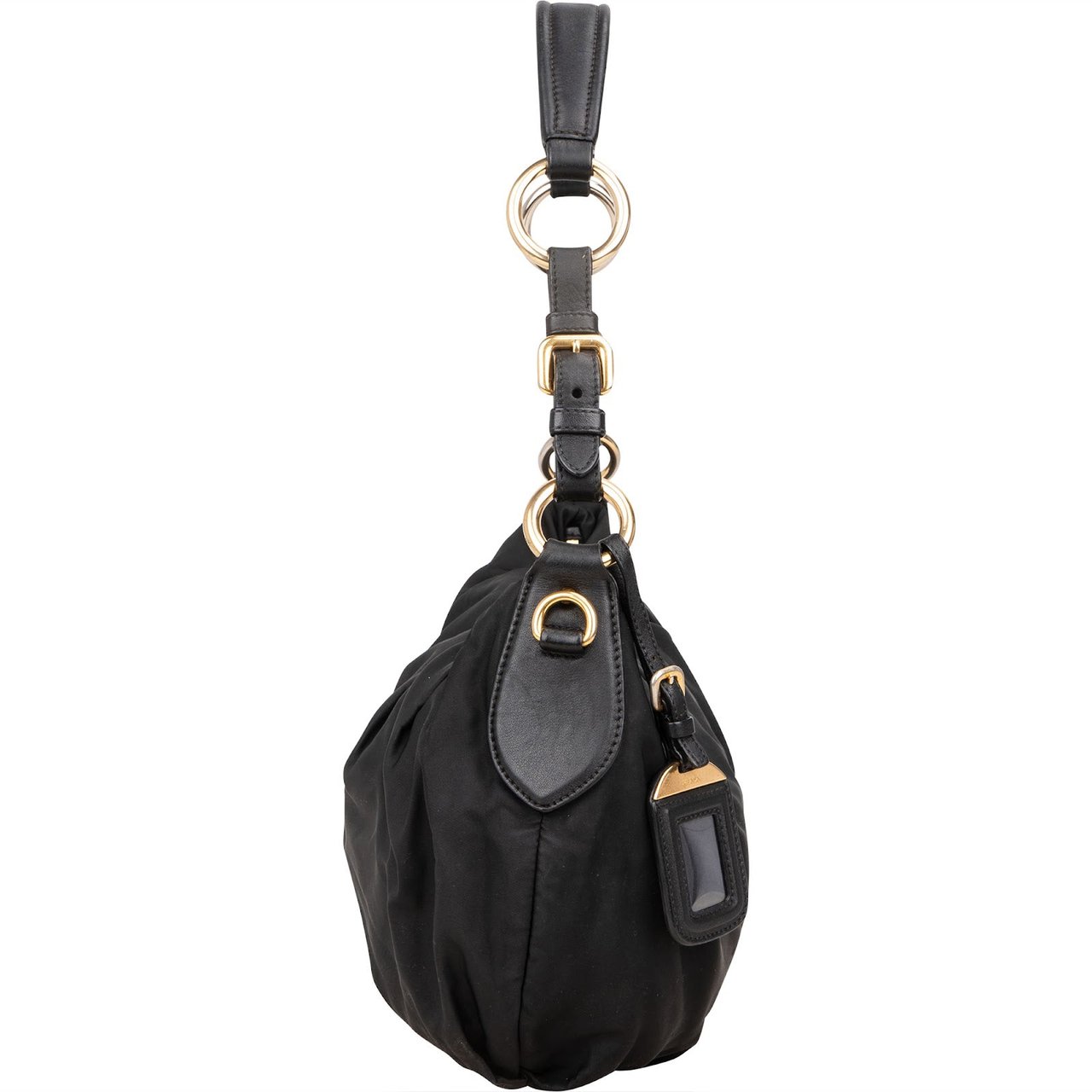 Prada Prada Nylon Gaufre Triangle Shoulder Bag Zwart