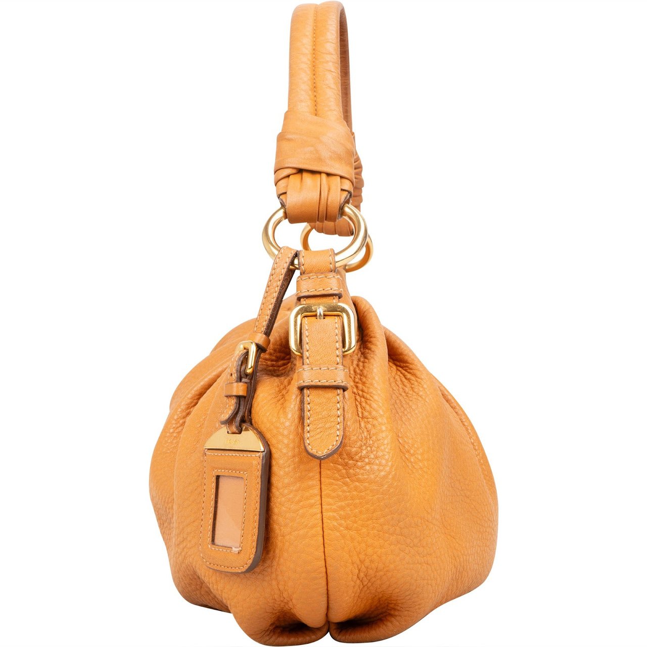Prada Leather Vitello Hobo Shoulder Bag Bruin