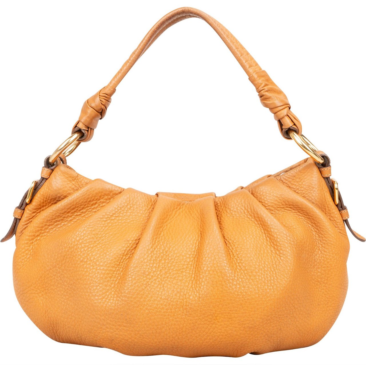 Prada Leather Vitello Hobo Shoulder Bag Bruin