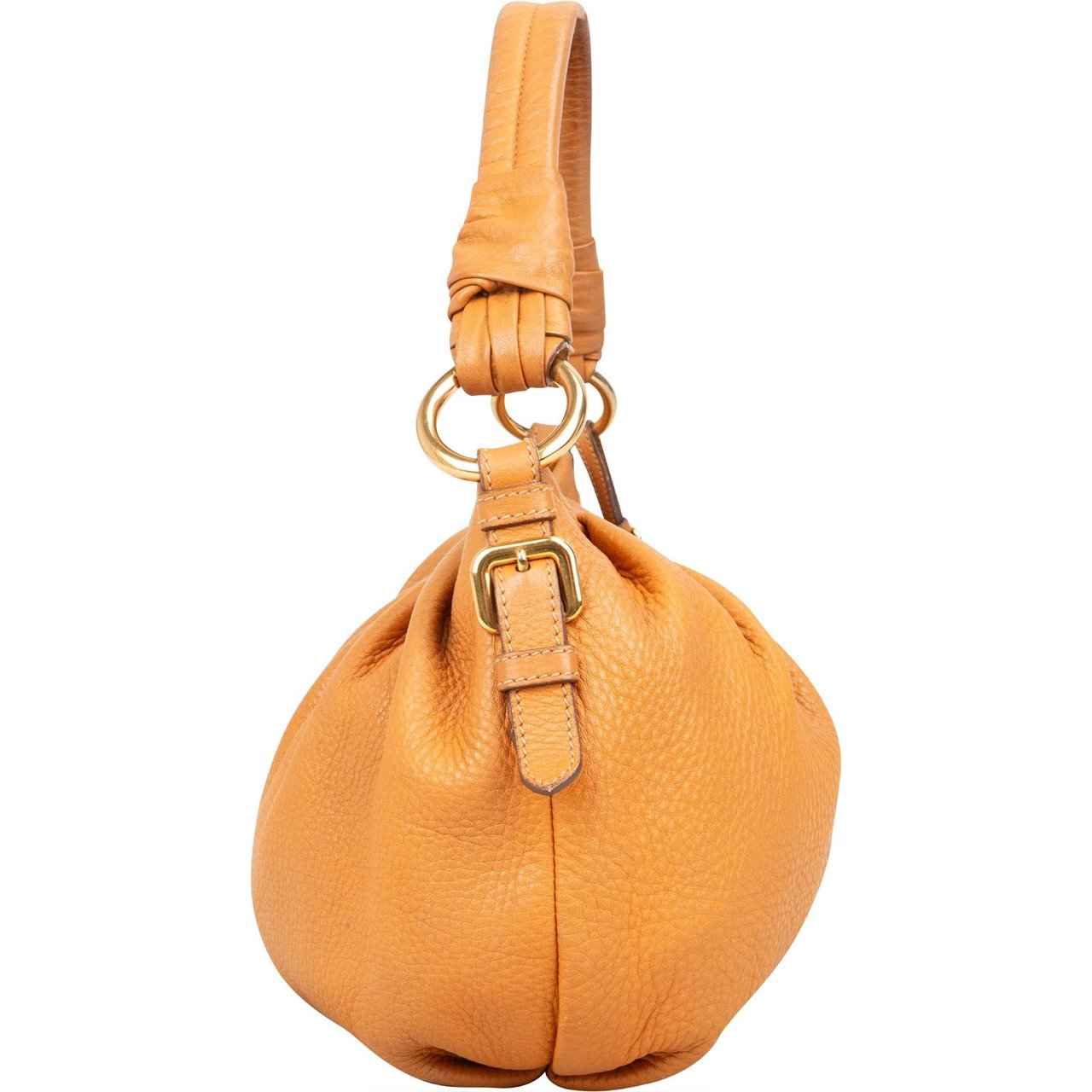 Prada Leather Vitello Hobo Shoulder Bag Bruin