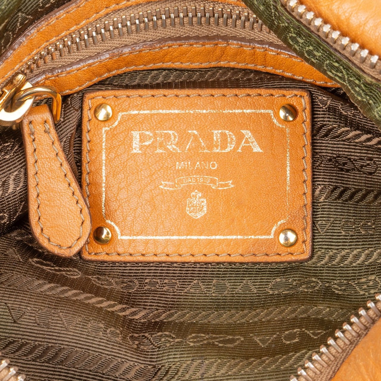 Prada Leather Vitello Hobo Shoulder Bag Bruin