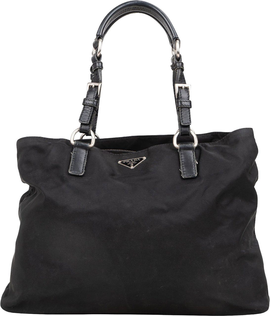 Prada Nylon Triangle Tote Shoulder Bag Zwart