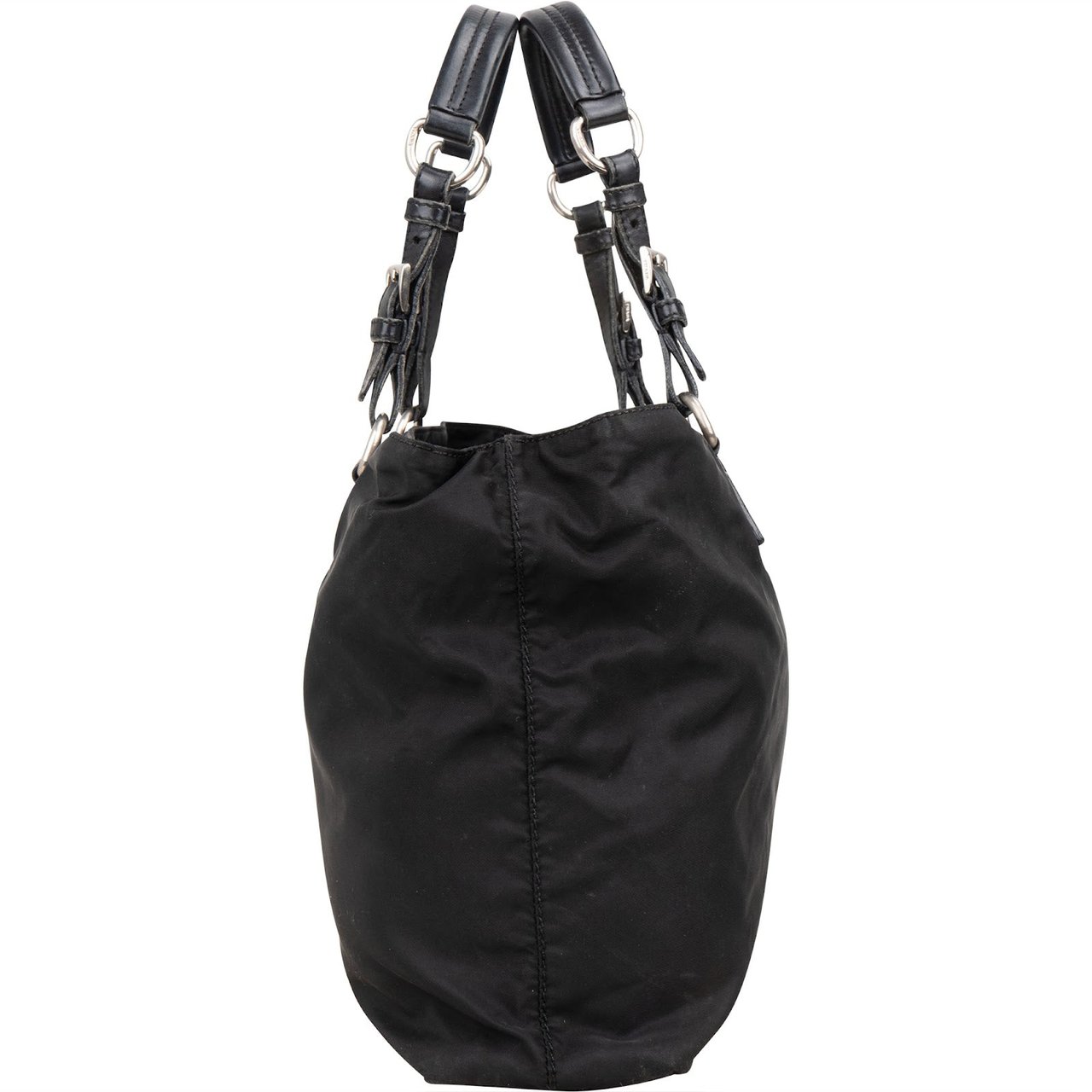 Prada Nylon Triangle Tote Shoulder Bag Zwart
