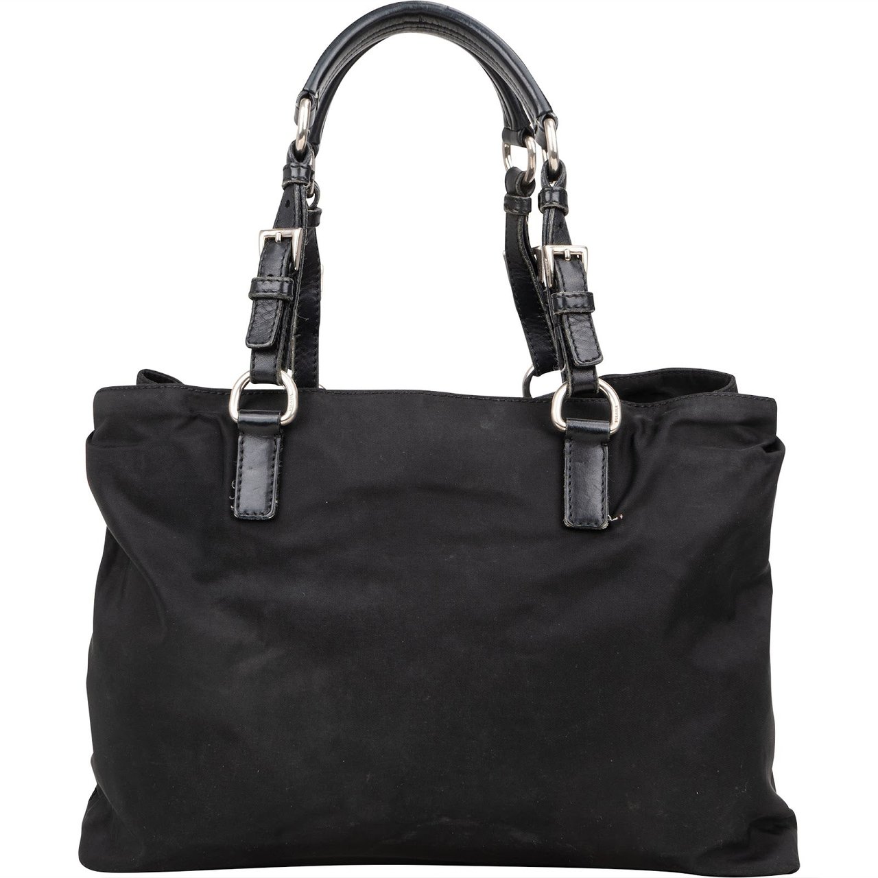 Prada Nylon Triangle Tote Shoulder Bag Zwart