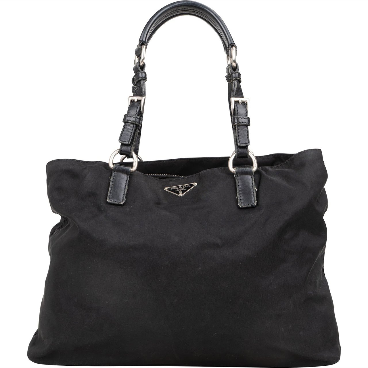Prada Prada Nylon Triangle Tote Shoulder Bag Zwart