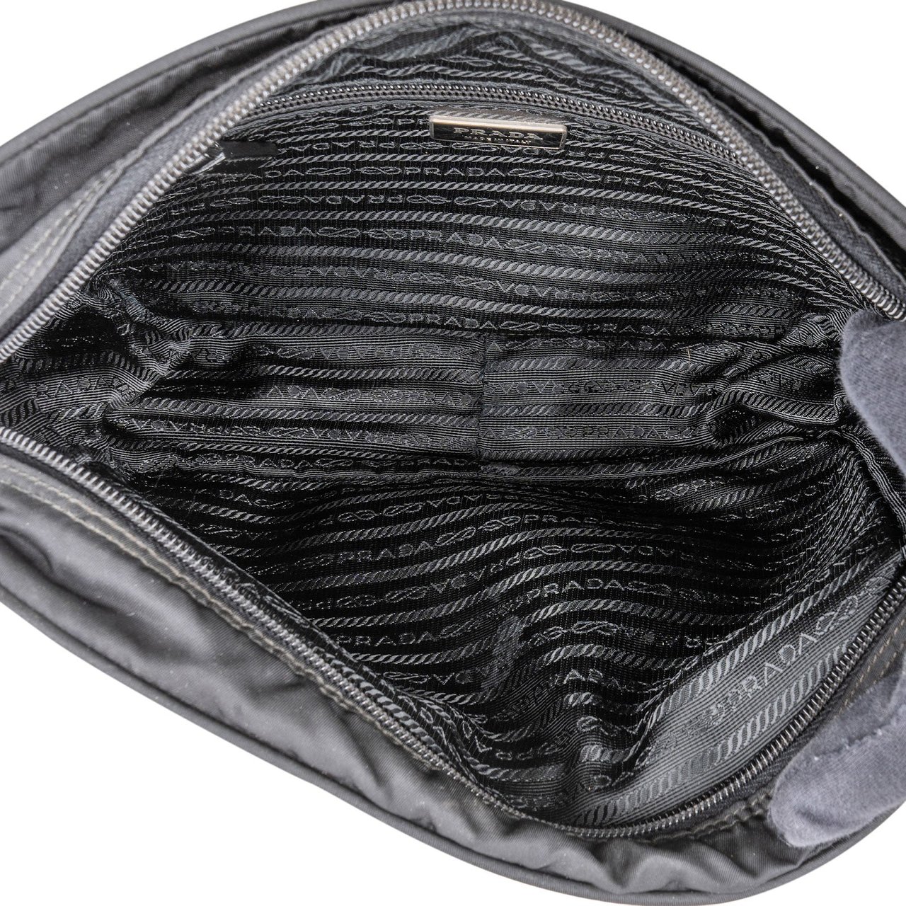 Prada Prada Nylon Triangle Messenger Crossbody Bag Zwart