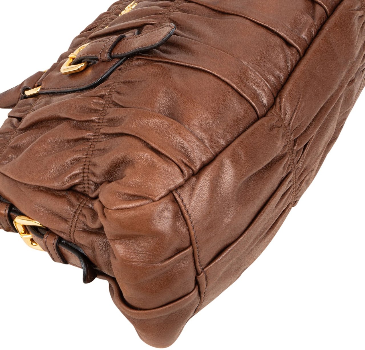 Prada Prada Quilted Nappa Leather Gaufre Satchel Handbag Bruin