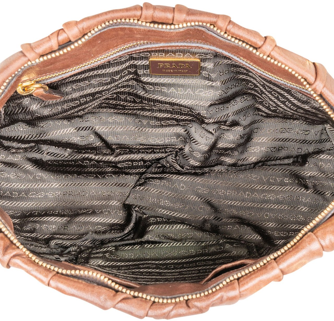 Prada Prada Quilted Nappa Leather Gaufre Satchel Handbag Bruin