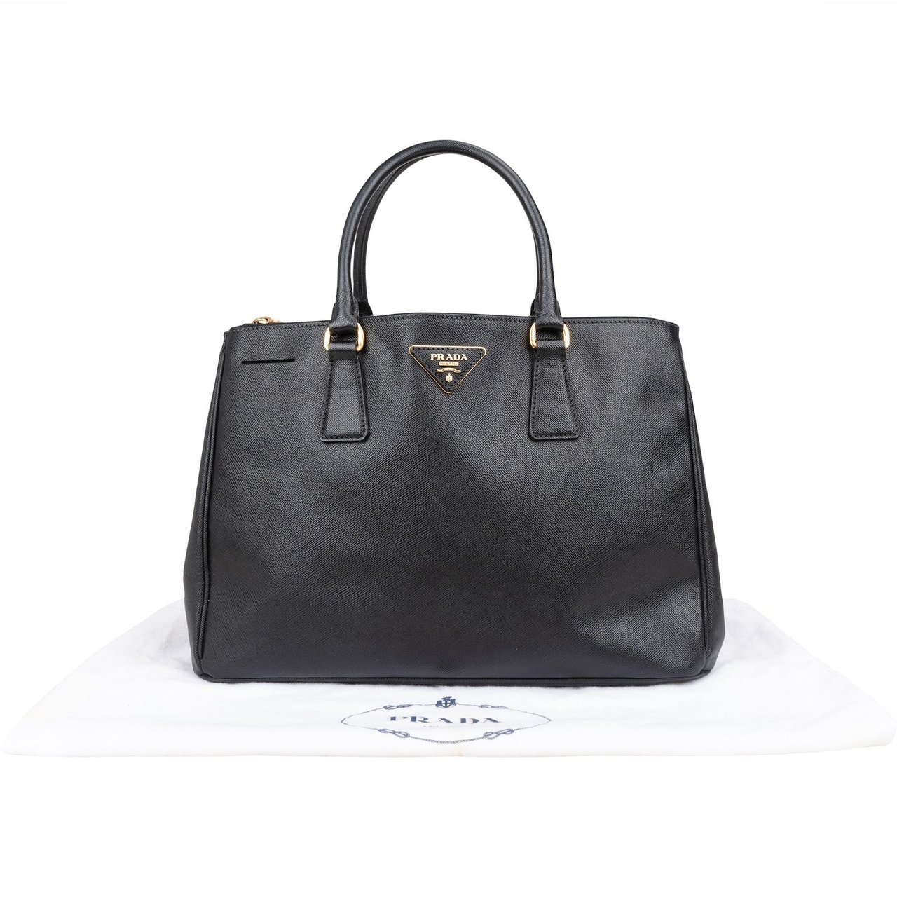 Prada Prada Saffiano Leather Galleria Handbag Zwart